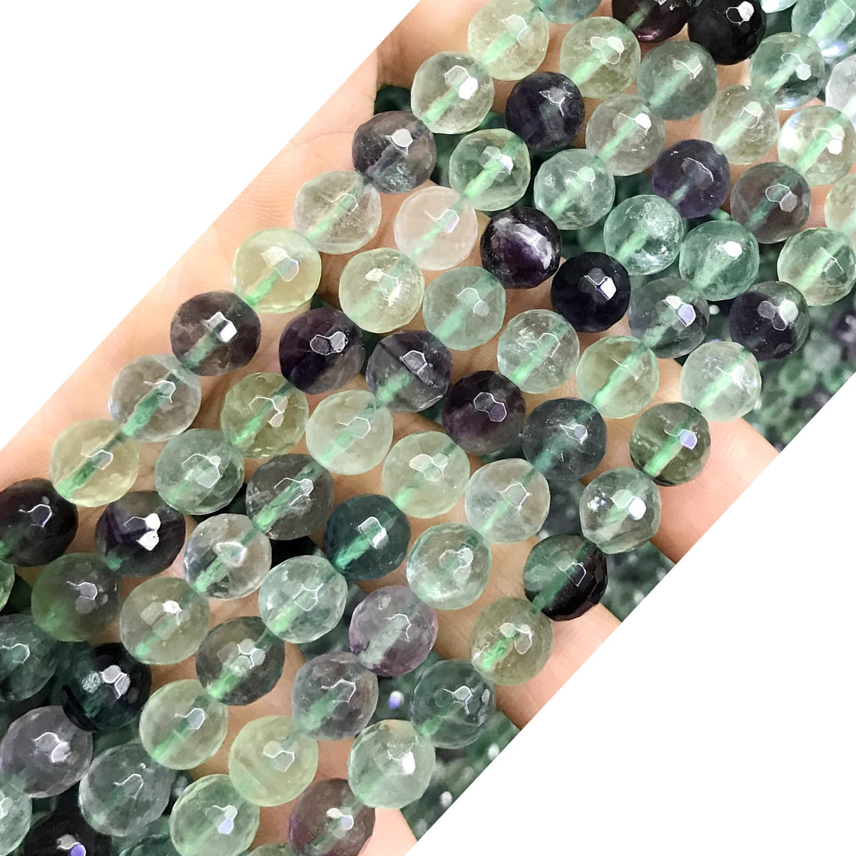 CFL39 Fluorite Gemstone Beads Faceted Round 8mm 15.5" Strand