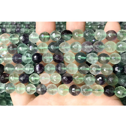 CFL39 Fluorite Gemstone Beads Faceted Round 8mm 15.5" Strand