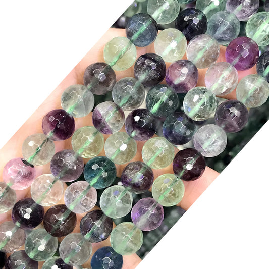 CFL40 Fluorite Gemstone Beads Faceted Round 10mm 15.5" Strand