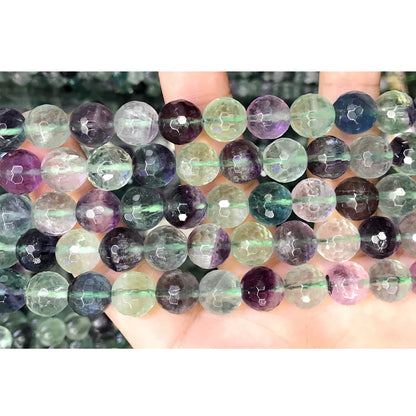 CFL40 Fluorite Gemstone Beads Faceted Round 10mm 15.5" Strand