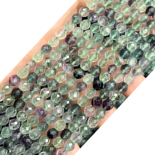 CFL45 Fluorite Gemstone Beads Faceted Round 6mm 15.5" Strand