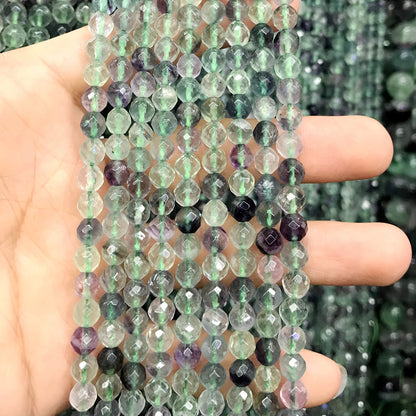 CFL45 Fluorite Gemstone Beads Faceted Round 6mm 15.5" Strand