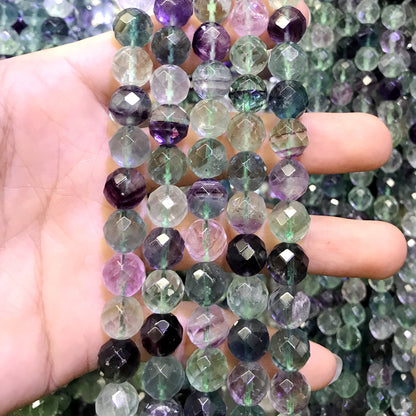 CFL47 Fluorite Gemstone Beads Faceted Round 10mm 15.5" Strand