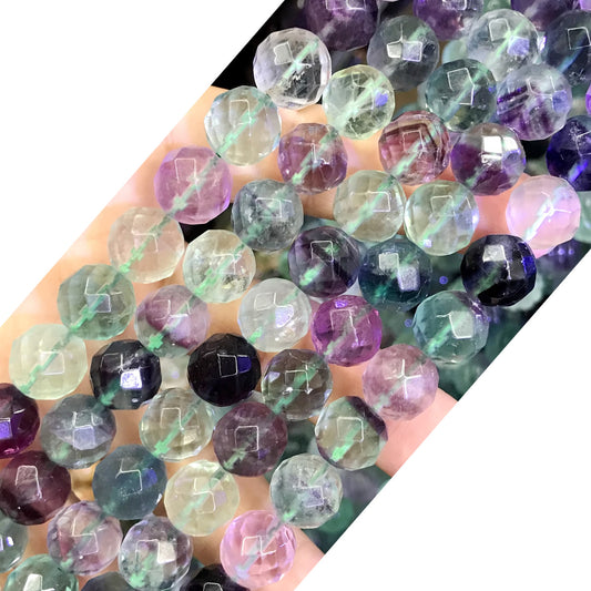 CFL48 Fluorite Gemstone Beads Faceted Round 12mm 15.5" Strand