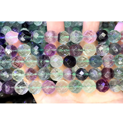 CFL48 Fluorite Gemstone Beads Faceted Round 12mm 15.5" Strand