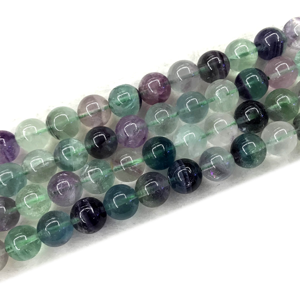 CFL52 Grade AB Fluorite Beads Smooth Round 10mm 15" Strand