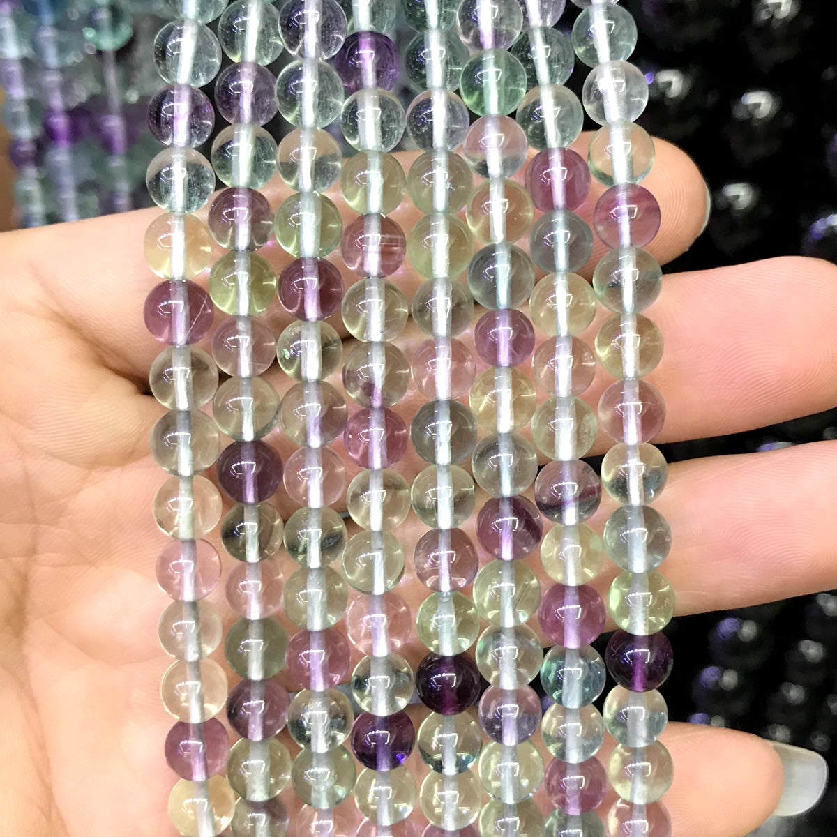 CFL53 Grade AA Fluorite Gemstone Beads Smooth Round 6mm 15" Strand