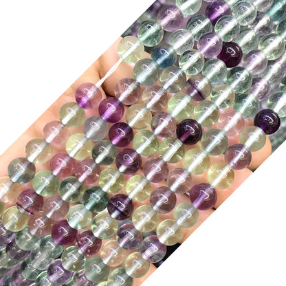 CFL54 Grade AA Fluorite Gemstone Beads Smooth Round 8mm 15" Strand