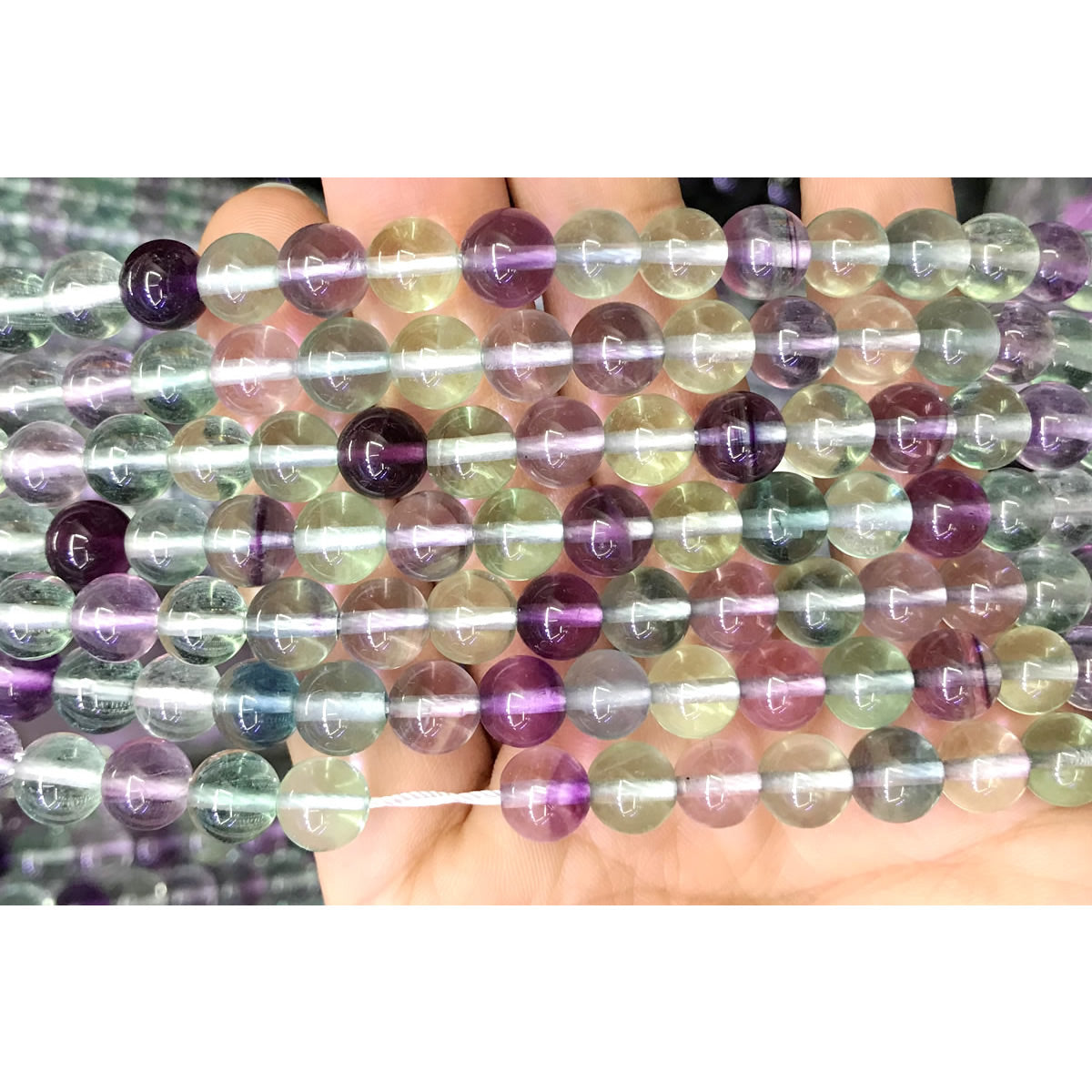 CFL54 Grade AA Fluorite Gemstone Beads Smooth Round 8mm 15" Strand