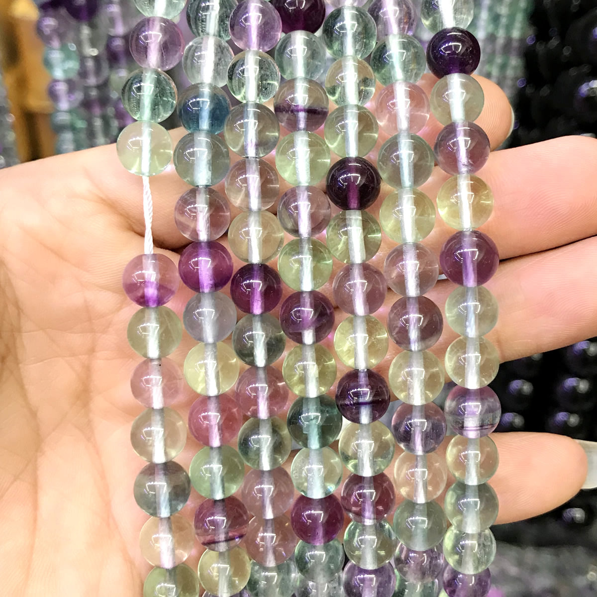 CFL54 Grade AA Fluorite Gemstone Beads Smooth Round 8mm 15" Strand