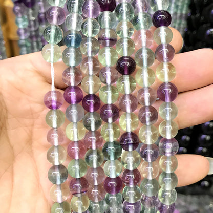 CFL54 Grade AA Fluorite Gemstone Beads Smooth Round 8mm 15" Strand