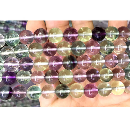 CFL55 Grade AA Fluorite Gemstone Beads Smooth Round 10mm 15" Strand