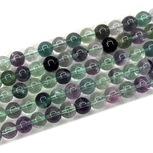 CFL58 Grade A Fluorite Beads Smooth Round 8mm 15" Strand