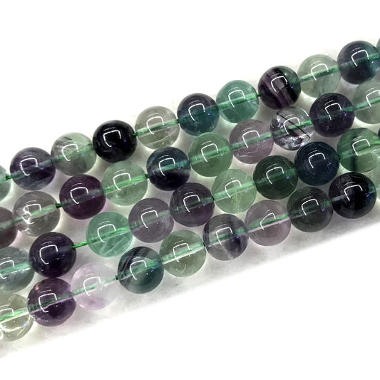 CFL59 Grade A Fluorite Beads Smooth Round 10mm 15" Strand