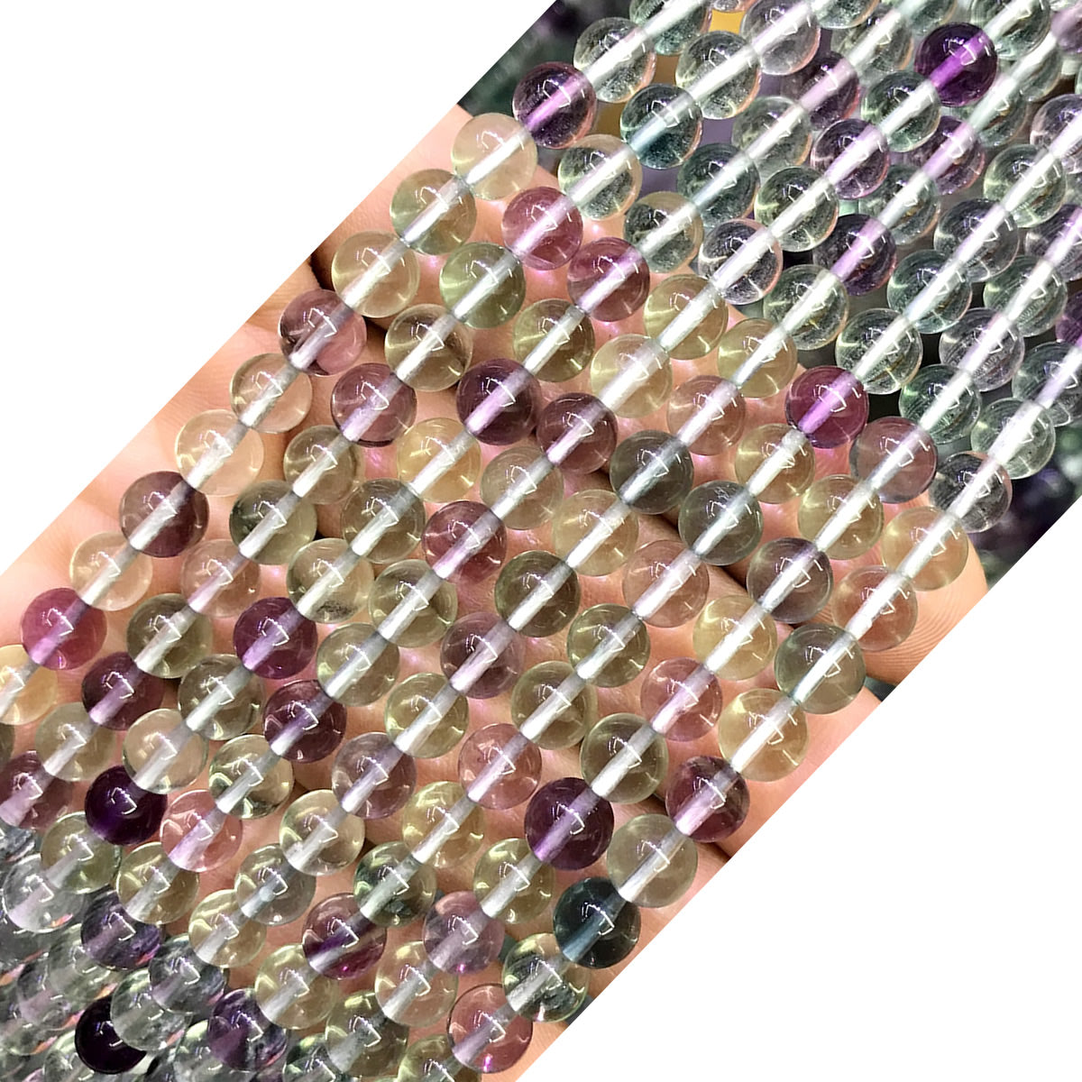 CFL60 Grade AAA Fluorite Gemstone Beads Smooth Round 6mm 15" Strand