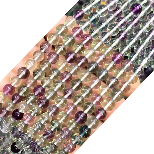 CFL60 Grade AAA Fluorite Gemstone Beads Smooth Round 6mm 15" Strand