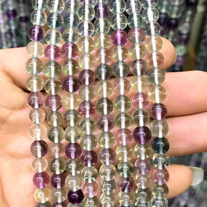 CFL60 Grade AAA Fluorite Gemstone Beads Smooth Round 6mm 15" Strand