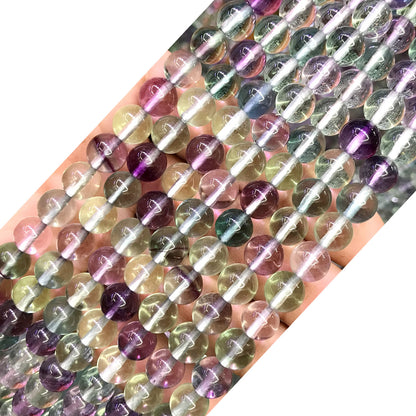 CFL61 Grade AAA Fluorite Gemstone Beads Smooth Round 8mm 15" Strand