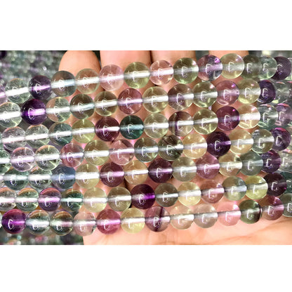 CFL61 Grade AAA Fluorite Gemstone Beads Smooth Round 8mm 15" Strand