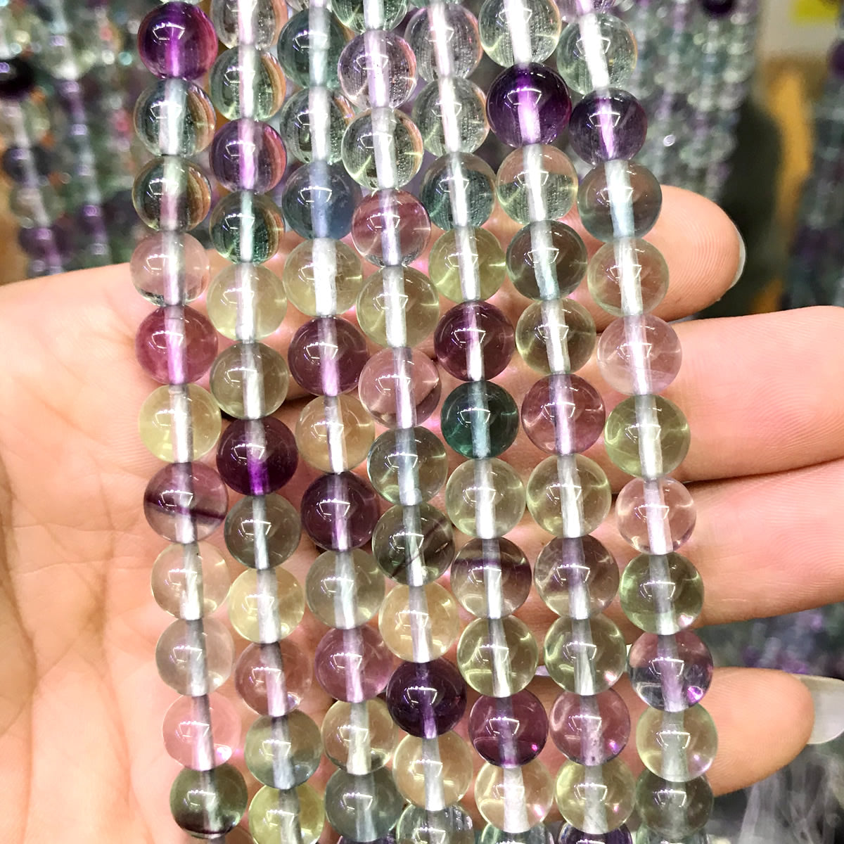 CFL61 Grade AAA Fluorite Gemstone Beads Smooth Round 8mm 15" Strand