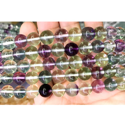 CFL62 Grade AAA Fluorite Gemstone Beads Smooth Round 10mm 15" Strand