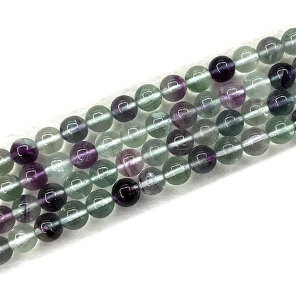 CFL65 Grade A+ Fluorite Beads Smooth Round 8mm 15" Strand