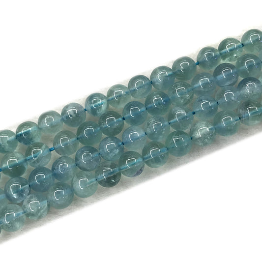 CFL72 Blue Fluorite Gemstone Beads Smooth Round 8mm 15" Strand