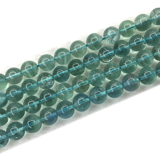 CFL73 Blue Fluorite Gemstone Beads Smooth Round 10mm 15" Strand