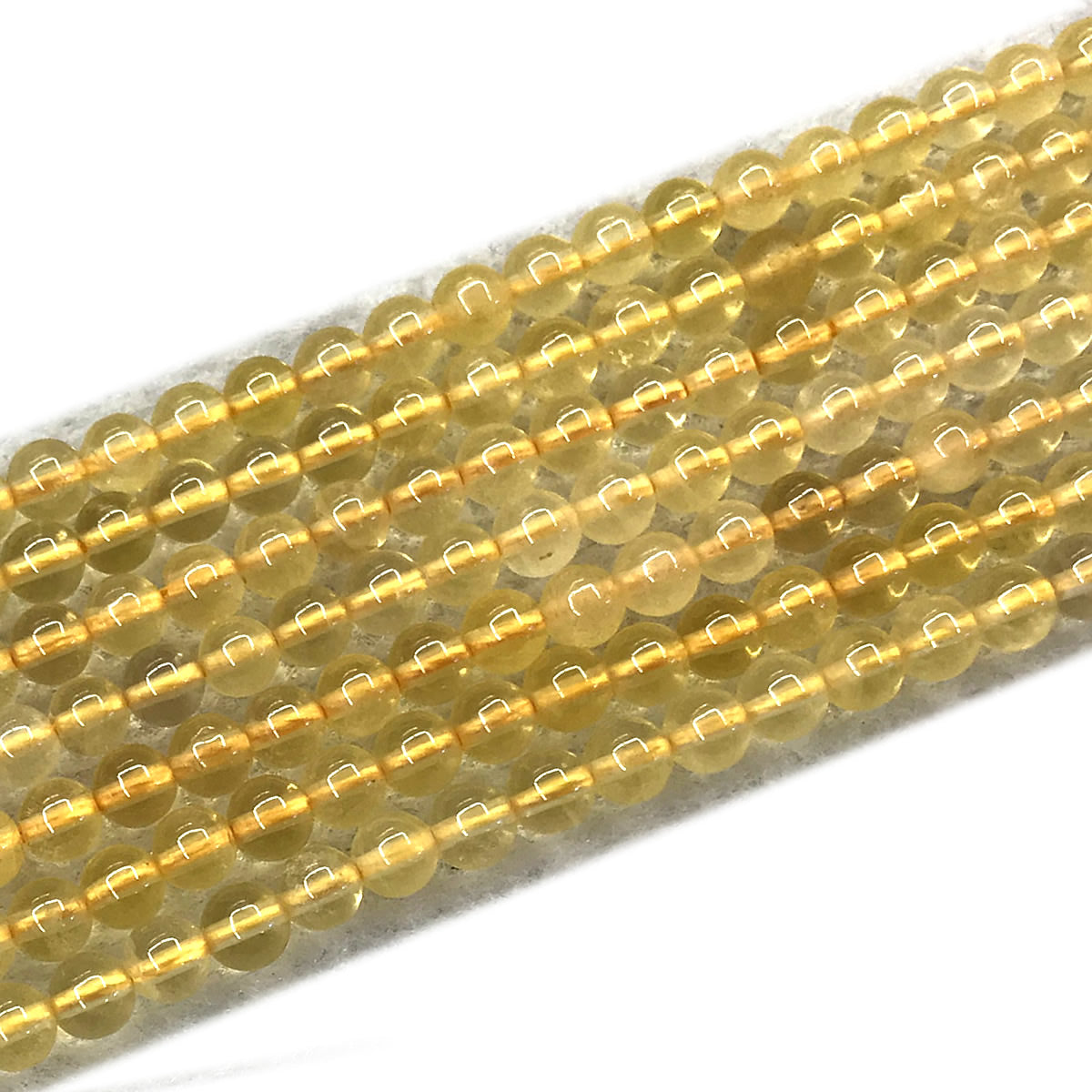 CFL82 Yellow Fluorite Gemstone Beads Smooth Round 4mm 15" Strand