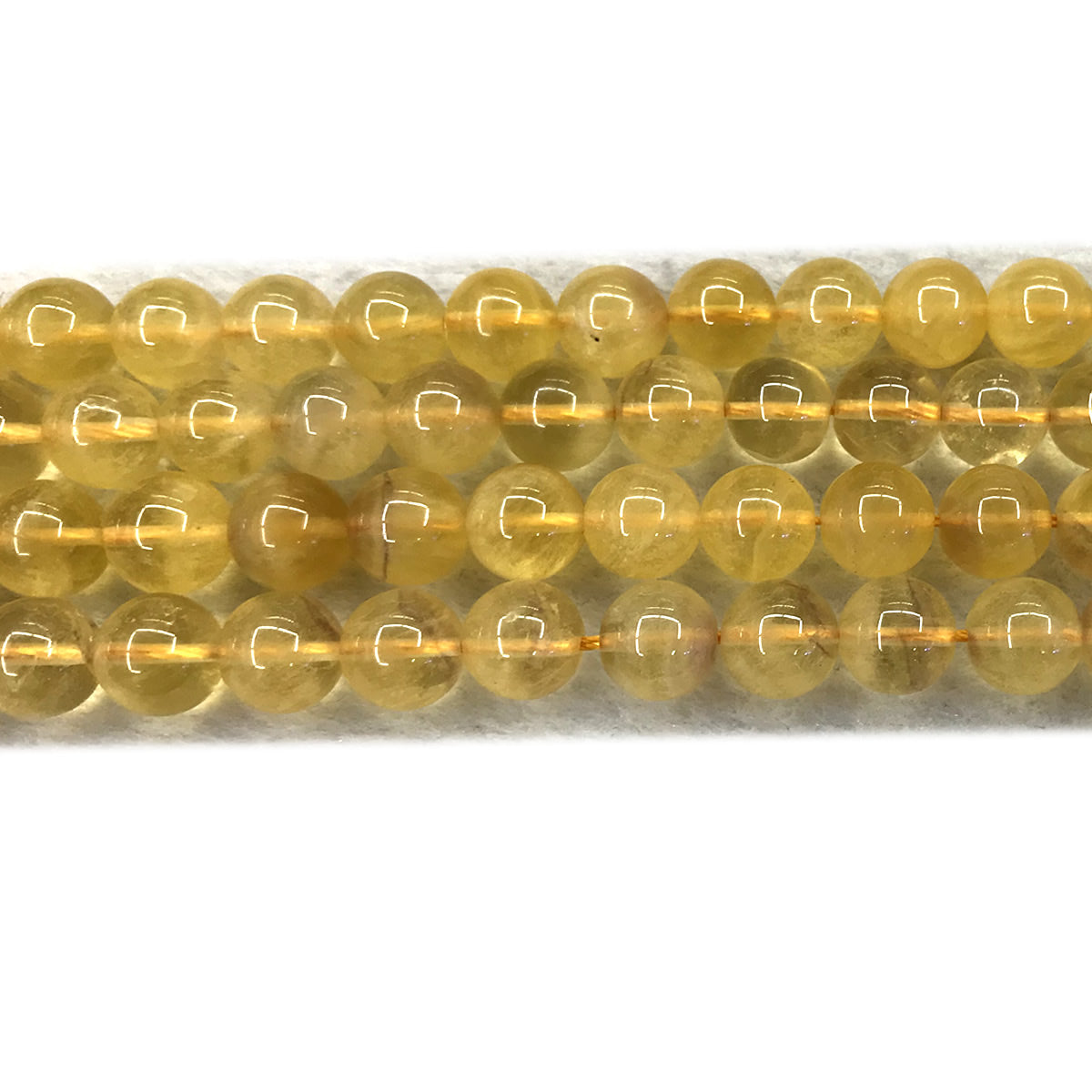 CFL85 Yellow Fluorite Gemstone Beads Smooth Round 10mm 15" Strand