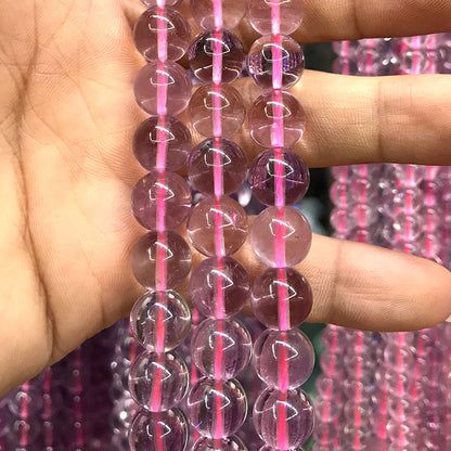 CFL91 Purple Fluorite Gemstone Beads Smooth Round 12mm 15" Strand