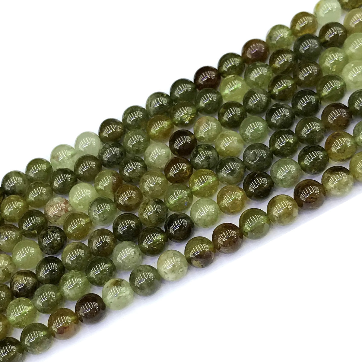 CGA10 Green Garnet Gemstone Beads Smooth Round 6mm 15" Strand