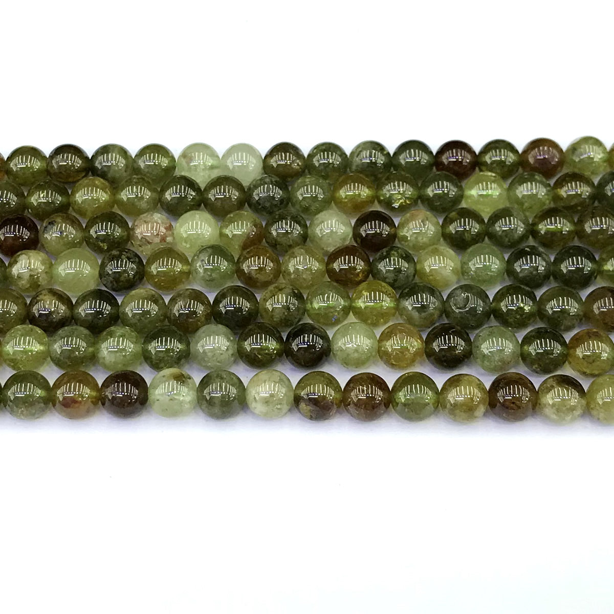 CGA10 Green Garnet Gemstone Beads Smooth Round 6mm 15" Strand