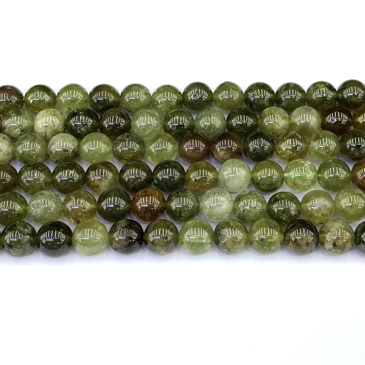 CGA11 Green Garnet Gemstone Beads Smooth Round 8mm 15" Strand