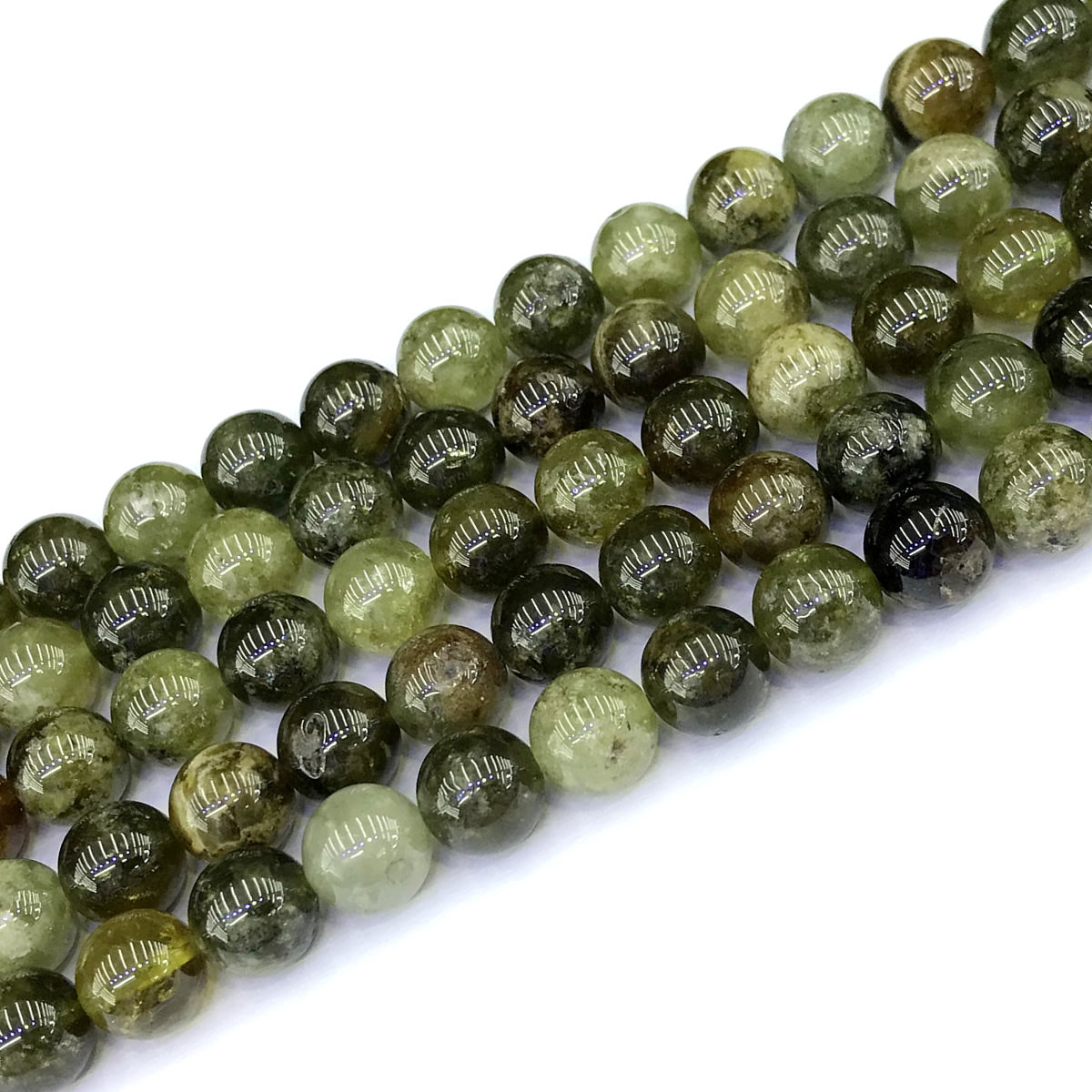 CGA12 Green Garnet Gemstone Beads Smooth Round 10mm 15" Strand