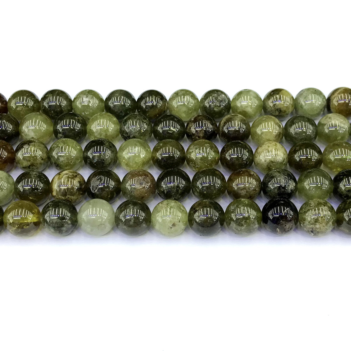 CGA12 Green Garnet Gemstone Beads Smooth Round 10mm 15" Strand