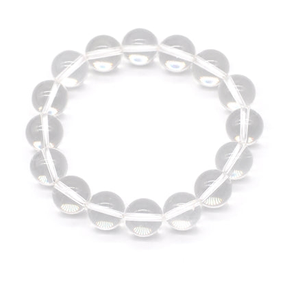 CGB01 Clear Quartz Beads Stretch Bracelet Smooth Round 10mm 12mm