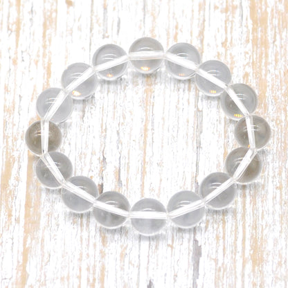 CGB01 Clear Quartz Beads Stretch Bracelet Smooth Round 10mm 12mm