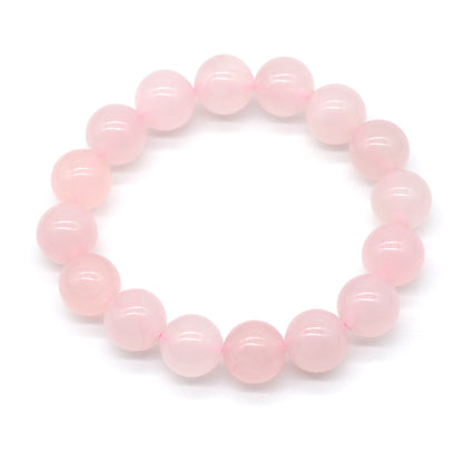 CGB02 Rose Quartz Beads Stretch Bracelet Smooth Round 10mm 12mm