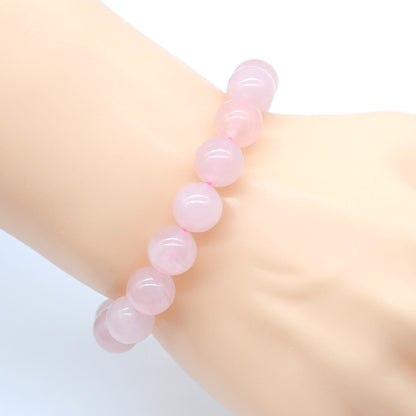 CGB02 Rose Quartz Beads Stretch Bracelet Smooth Round 10mm 12mm