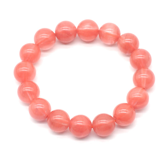 CGB03 Cherry Quartz Beads Stretch Bracelet Smooth Round 10mm 12mm