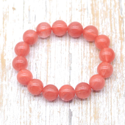 CGB03 Cherry Quartz Beads Stretch Bracelet Smooth Round 10mm 12mm