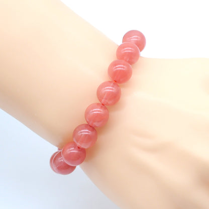 CGB03 Cherry Quartz Beads Stretch Bracelet Smooth Round 10mm 12mm