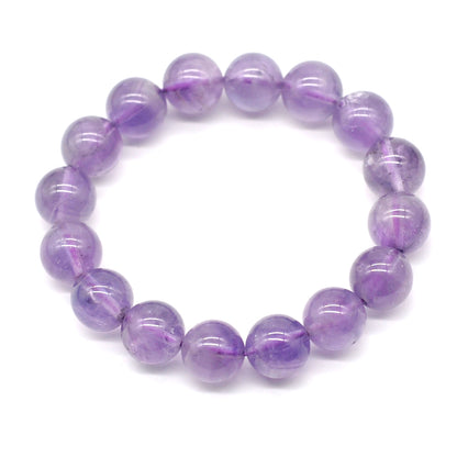 CGB04 Light Amethyst Beads Stretch Bracelet Smooth Round 10mm 12mm