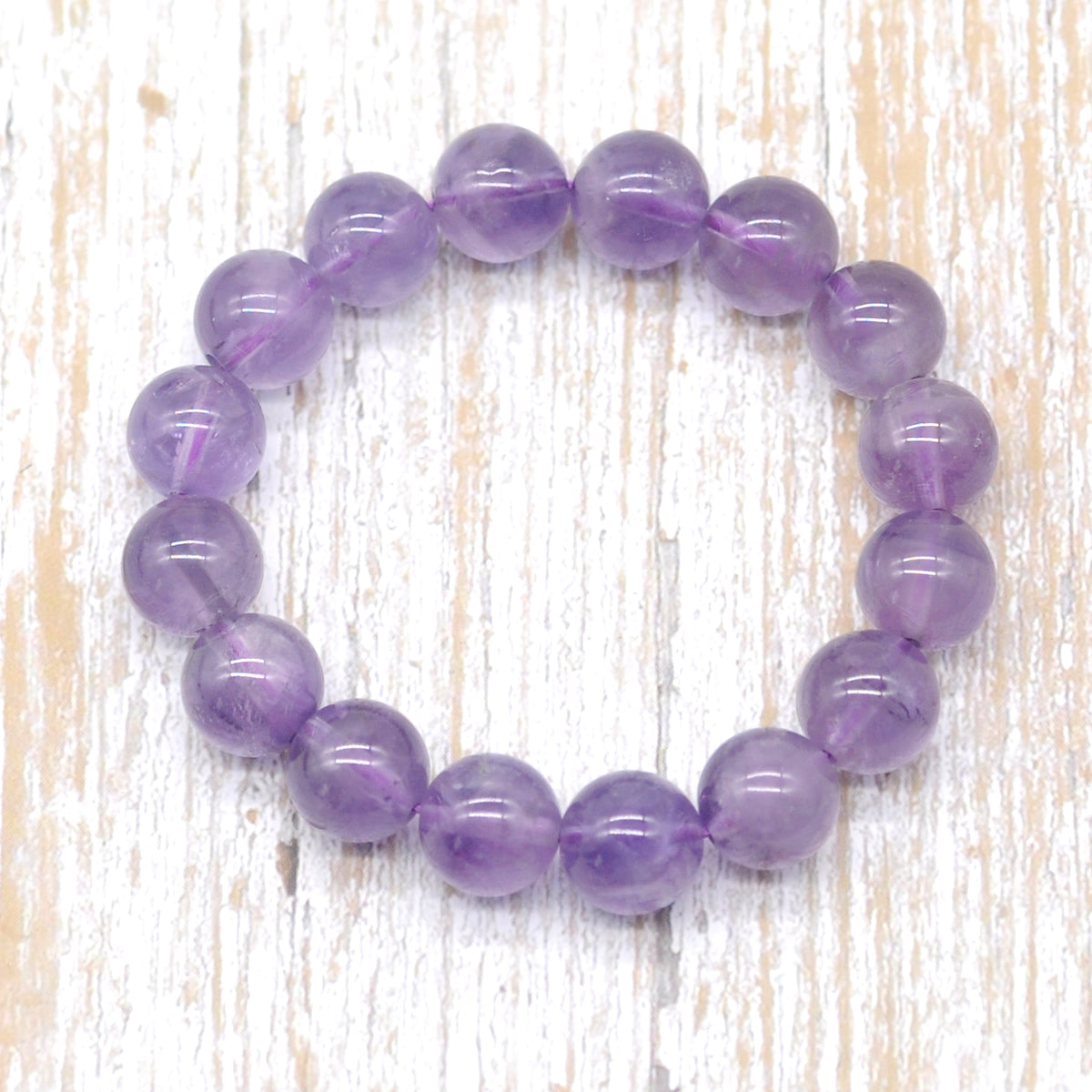 CGB04 Light Amethyst Beads Stretch Bracelet Smooth Round 10mm 12mm