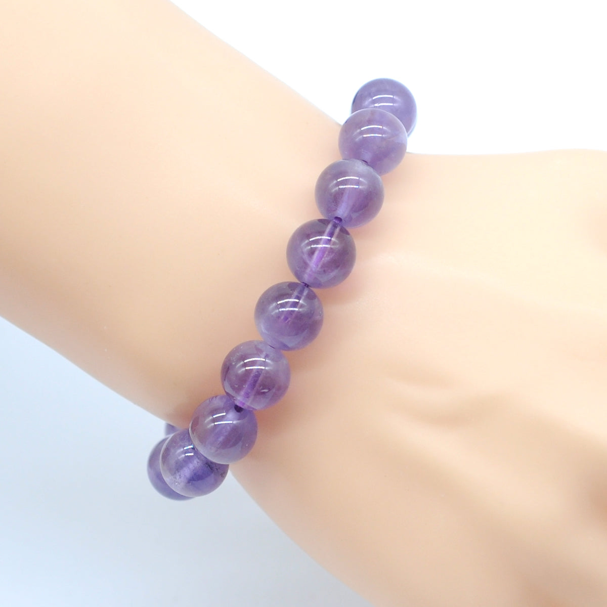 CGB04 Light Amethyst Beads Stretch Bracelet Smooth Round 10mm 12mm