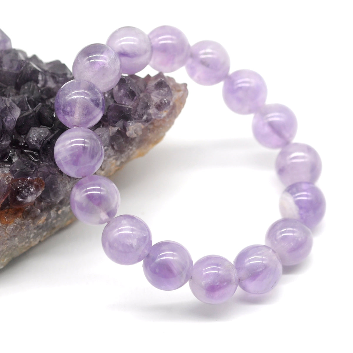 CGB05 Lavender Amethyst Beads Stretch Bracelet Smooth Round 10mm 12mm