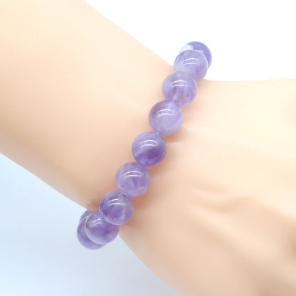 CGB05 Lavender Amethyst Beads Stretch Bracelet Smooth Round 10mm 12mm