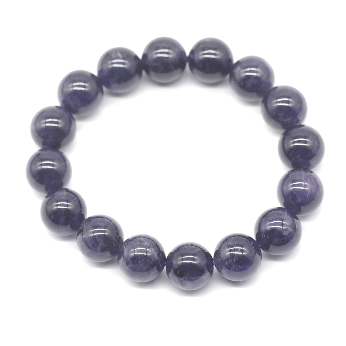 CGB06 Dark Amethyst Beads Stretch Bracelet Smooth Round 10mm 12mm