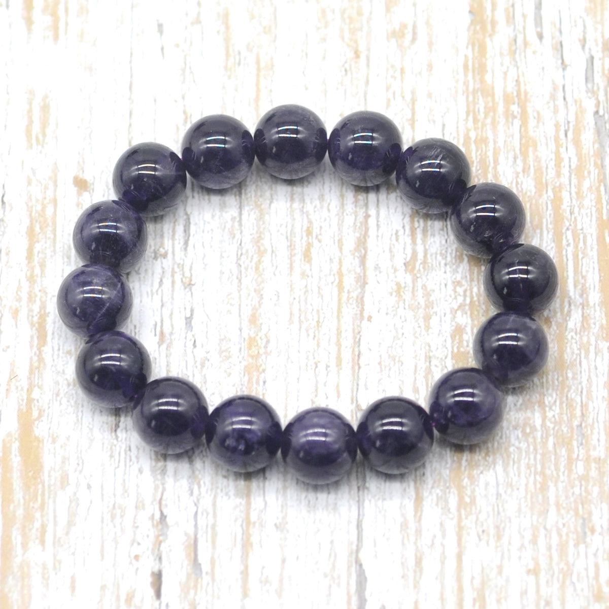 CGB06 Dark Amethyst Beads Stretch Bracelet Smooth Round 10mm 12mm